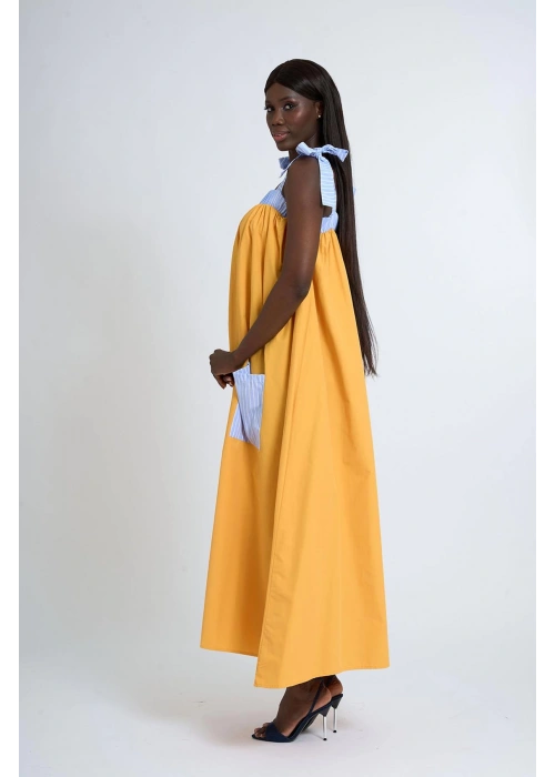 Poplin Strappy Dress | Yellow