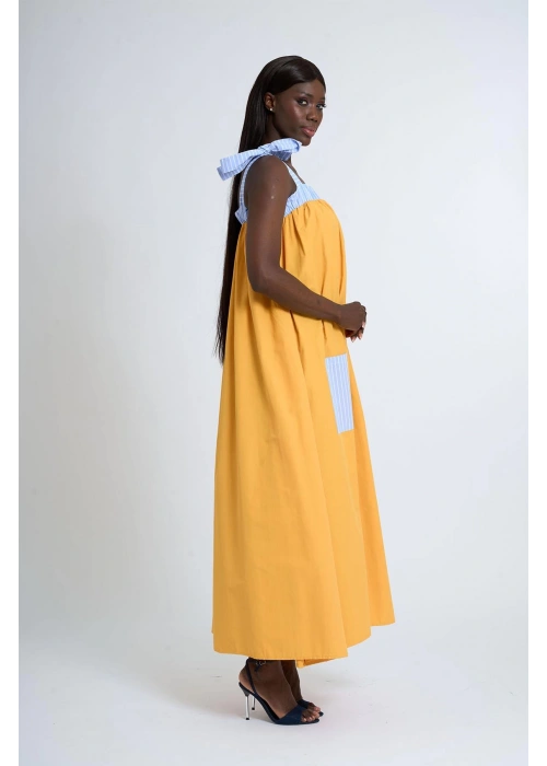 Poplin Strappy Dress | Yellow