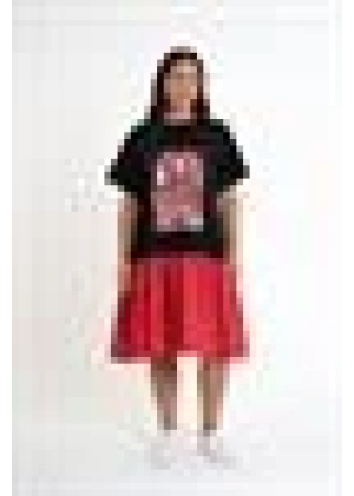 Printed Ruffle Dress | Red