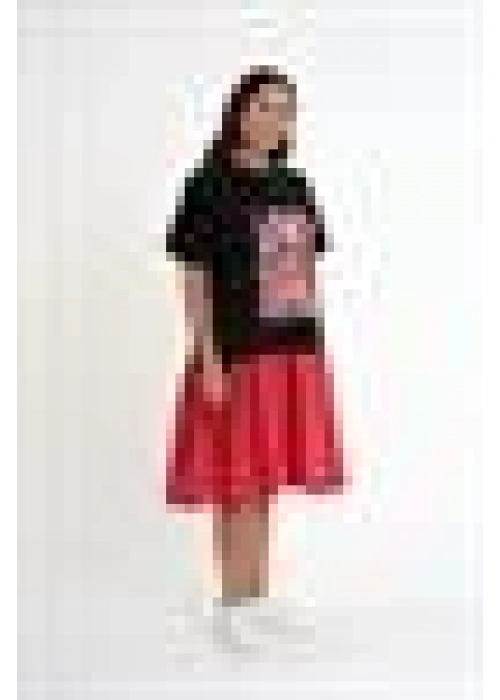 Printed Ruffle Dress | Red