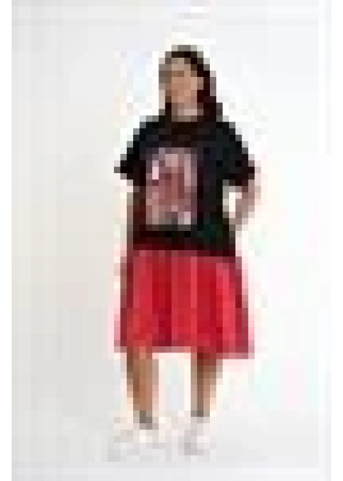 Printed Ruffle Dress | Red