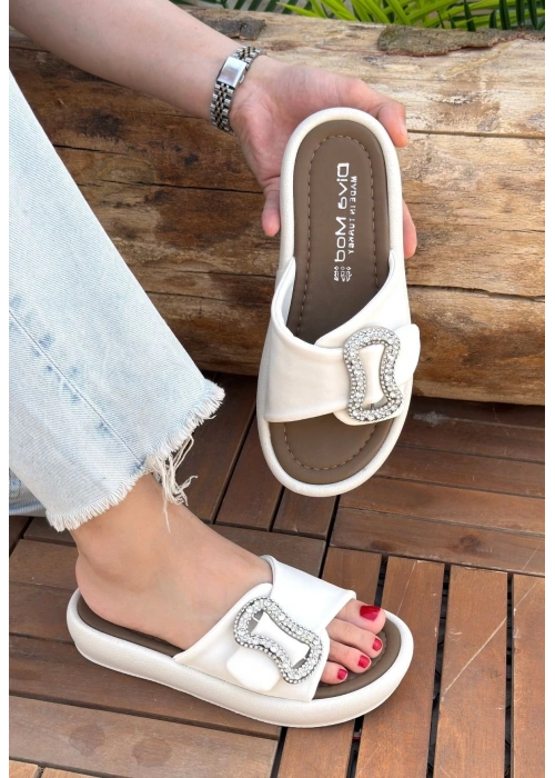 Rale Bej Cilt Tokalı Terlik