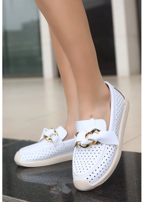 Riwan Beyaz Cilt Babet Ayakkabı