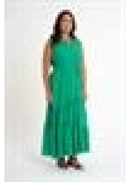 Ruffle Detailed Zero Sleeve Long Dress | Green