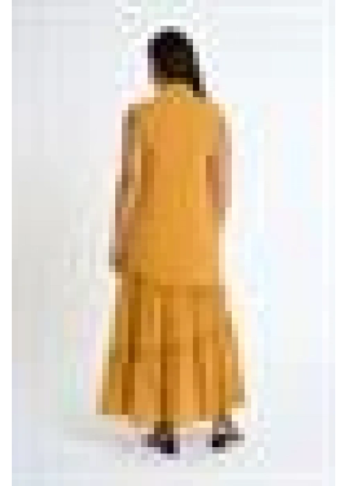 Ruffle Detailed Zero Sleeve Long Dress | Yellow