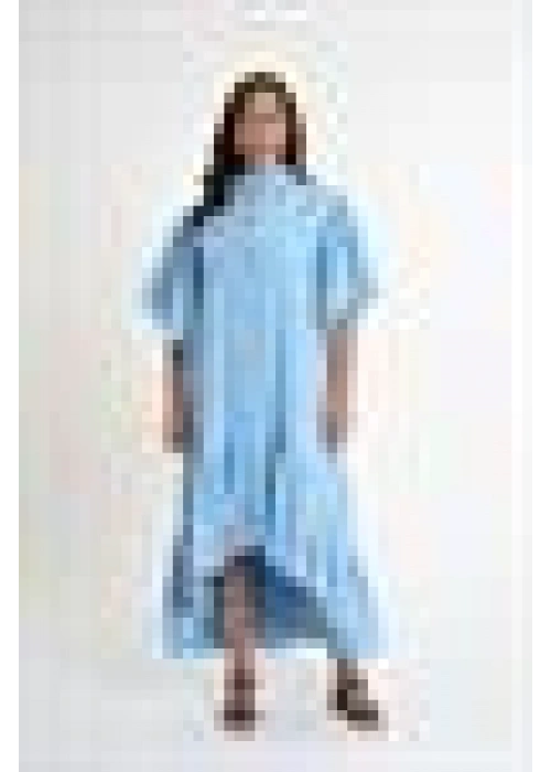 Shirt Dress with Ruffled Sleeves | Blue