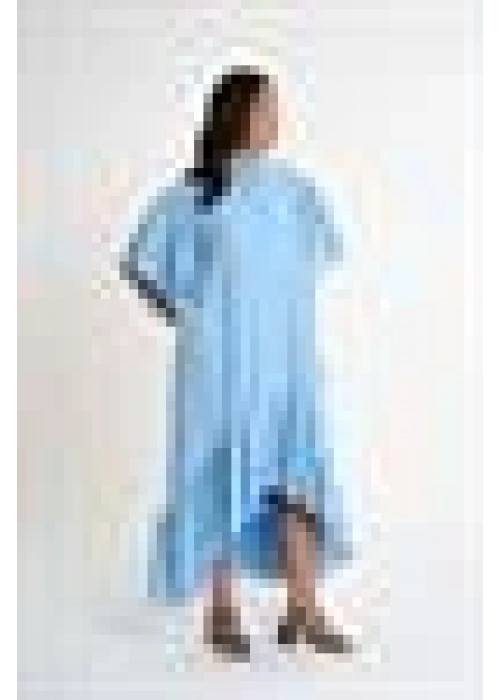 Shirt Dress with Ruffled Sleeves | Blue