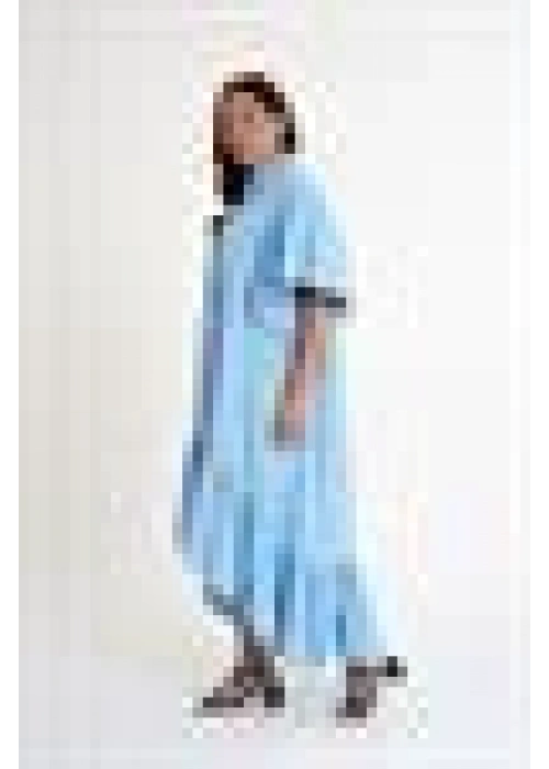 Shirt Dress with Ruffled Sleeves | Blue