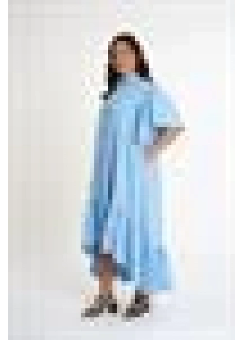 Shirt Dress with Ruffled Sleeves | Blue