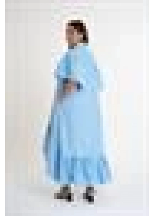 Shirt Dress with Ruffled Sleeves | Blue