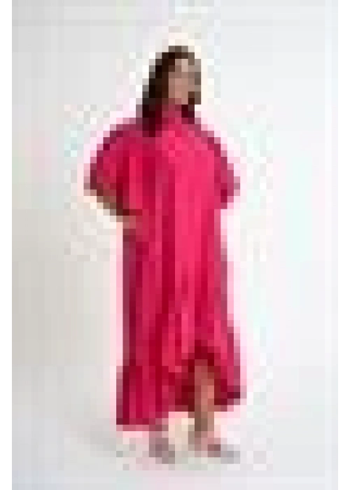 Shirt Dress with Ruffled Sleeves | Pink