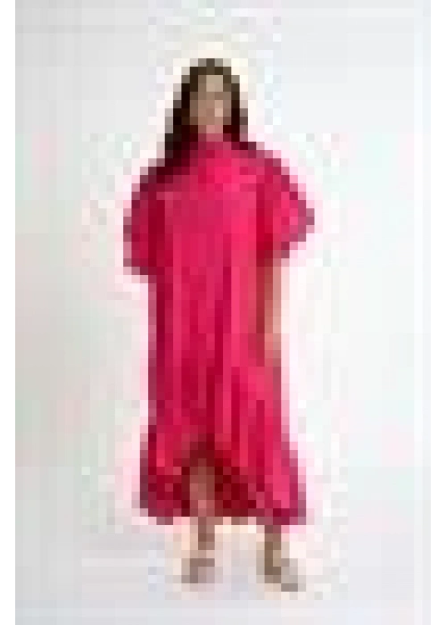 Shirt Dress with Ruffled Sleeves | Pink