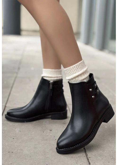 Siari Siyah Cilt Topuklu Bot