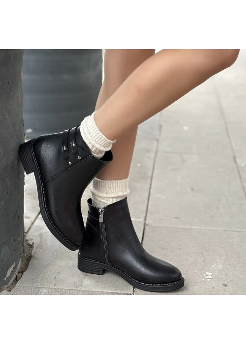 Siari Siyah Cilt Topuklu Bot