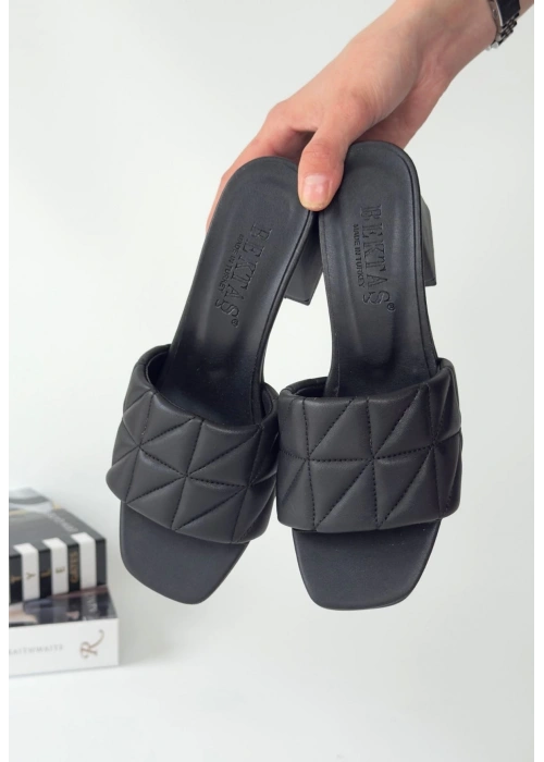 Sior Siyah Cilt Topuklu Terlik