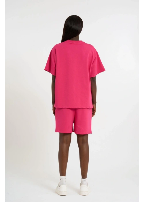 Small Size Bow Print Oversize Shorts Set | Pink