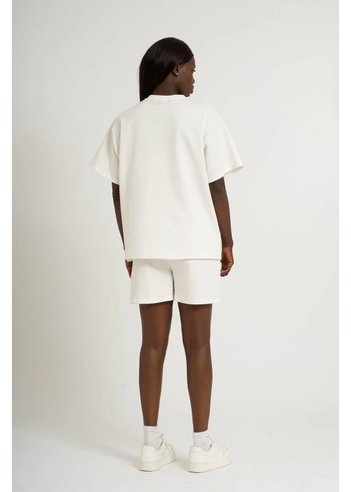 Small Size Bow Print Oversize Shorts Set | White