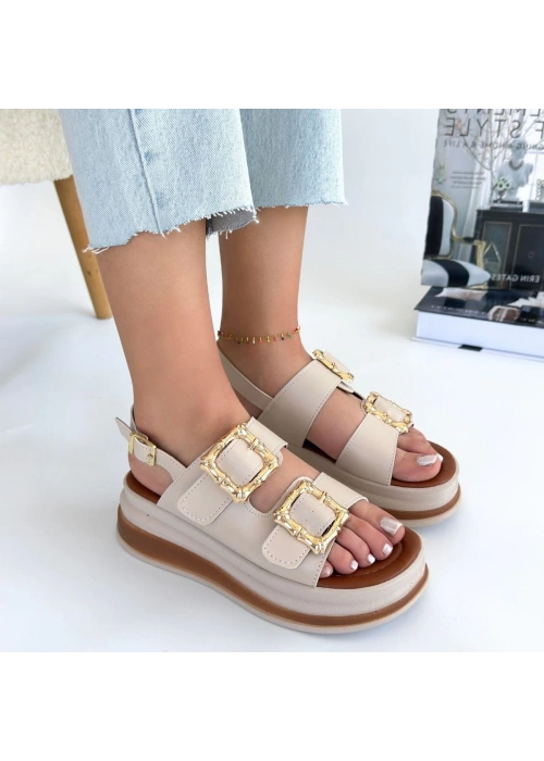 Stan Bej Cilt Sandalet