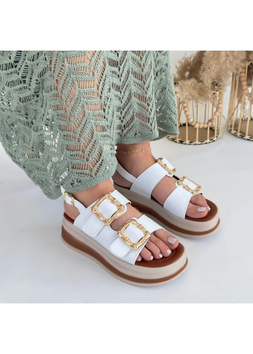 Stan Beyaz Cilt Sandalet