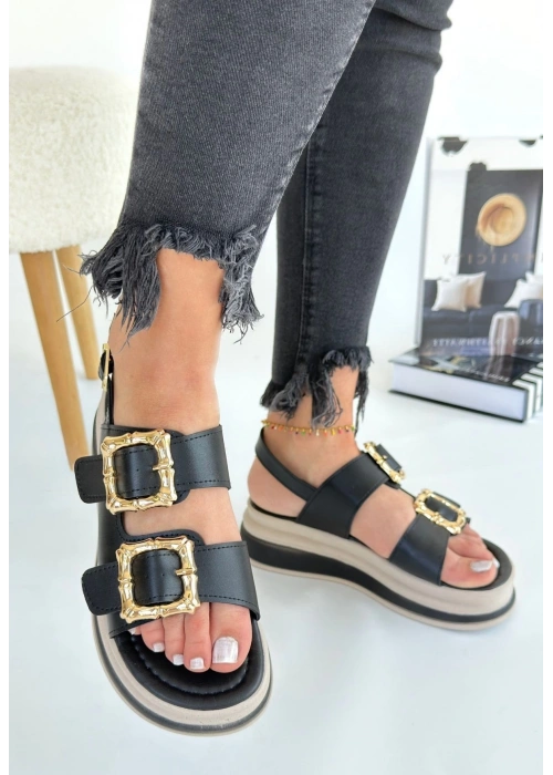 Stan Siyah Cilt Sandalet