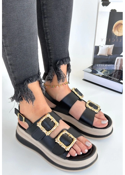 Stan Siyah Cilt Sandalet