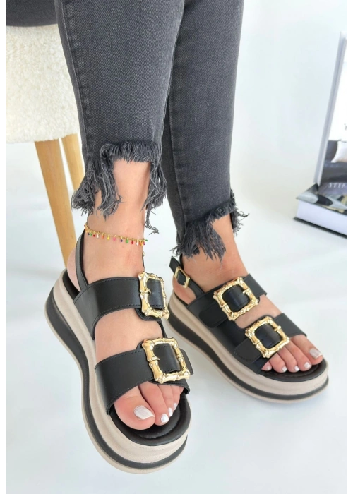 Stan Siyah Cilt Sandalet