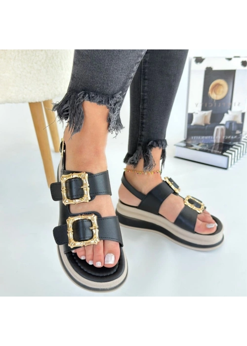 Stan Siyah Cilt Sandalet