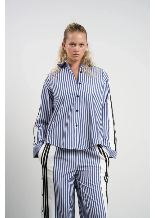 Striped Co-Ord Set with Side Slits | Navyblue