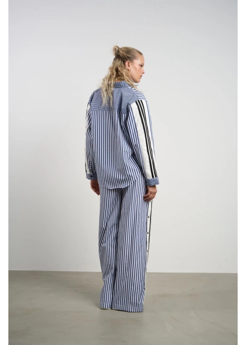 Striped Co-Ord Set with Side Slits | Navyblue