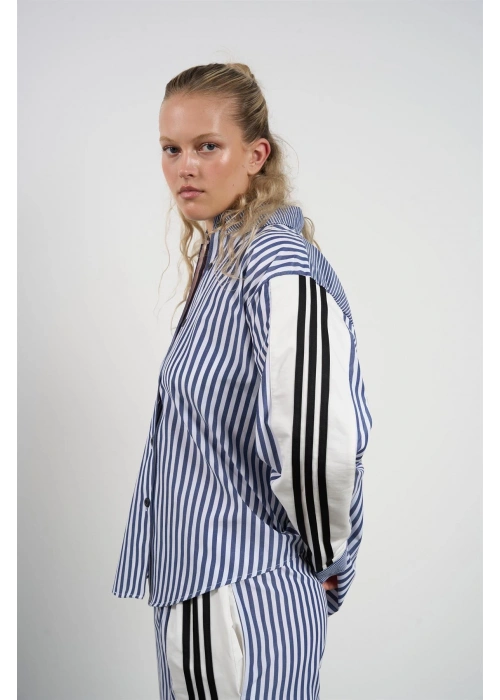 Striped Co-Ord Set with Side Slits | Navyblue