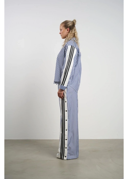 Striped Co-Ord Set with Side Slits | Navyblue