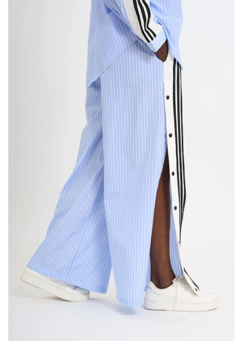 Striped Co-Ord Set with Side Slits | Sky Blue