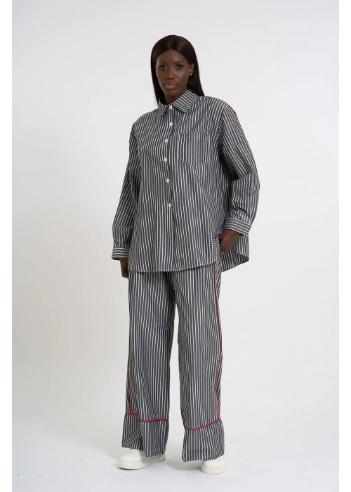 Striped Co-Ord with White Piping