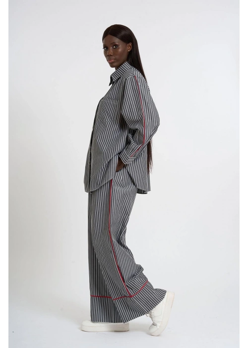 Striped Co-Ord with White Piping