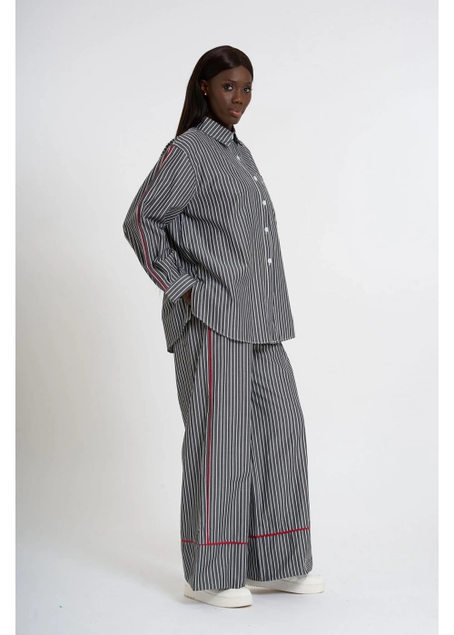 Striped Co-Ord with White Piping