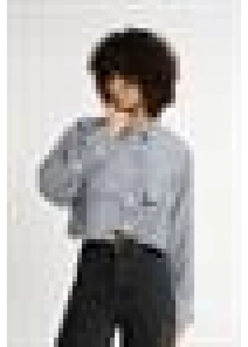 Striped Crop Shirt with Pocket Detail | Black