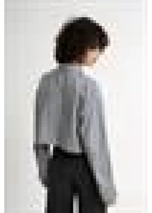 Striped Crop Shirt with Pocket Detail | Black