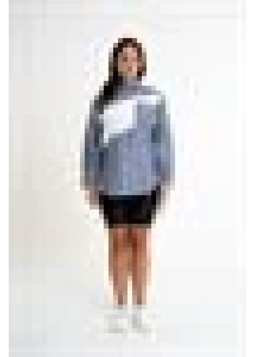 Striped Garnished Shirt | Navy blue