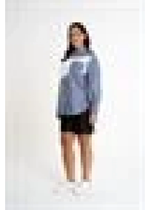 Striped Garnished Shirt | Navy blue