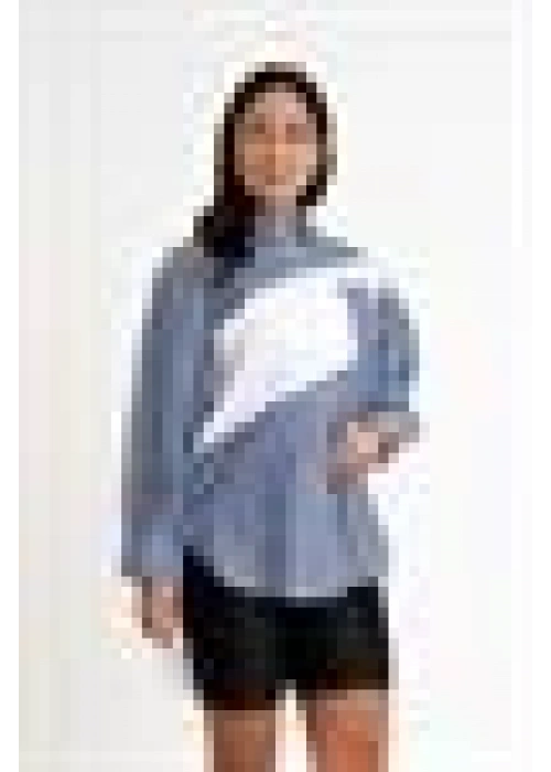 Striped Garnished Shirt | Navy blue