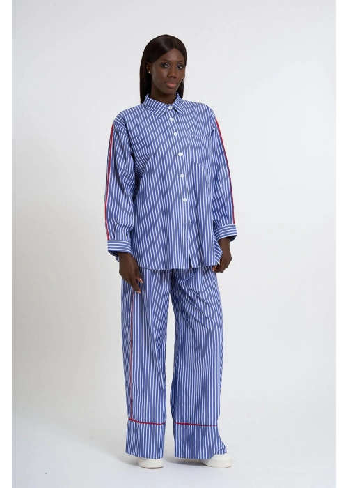 Striped Piped Set – Small Size | Navy Blue