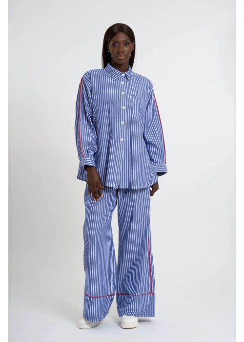 Striped Piped Set – Small Size | Navy Blue