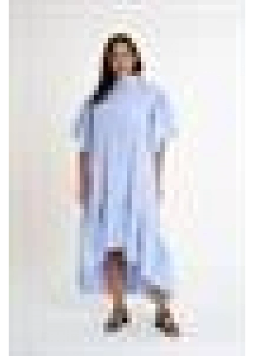 Striped Shirt Dress with Ruffled Sleeves | Blue