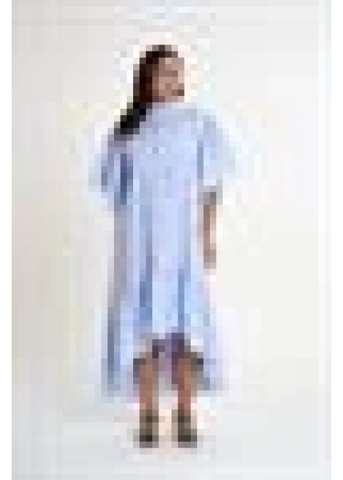 Striped Shirt Dress with Ruffled Sleeves | Blue