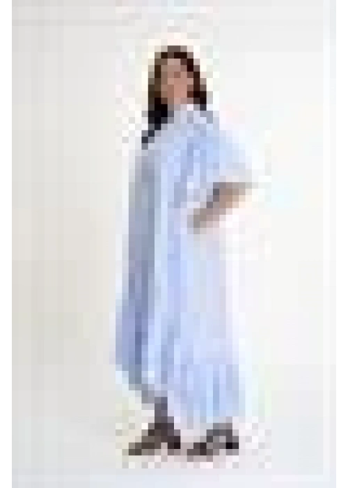 Striped Shirt Dress with Ruffled Sleeves | Blue