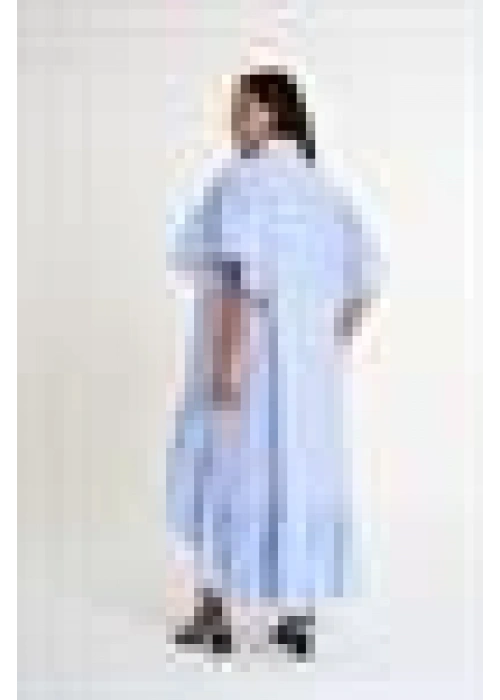 Striped Shirt Dress with Ruffled Sleeves | Blue