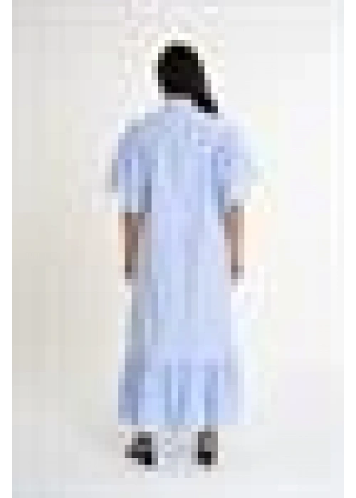 Striped Shirt Dress with Ruffled Sleeves | Blue