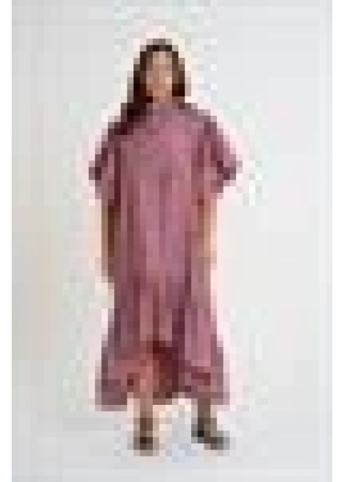 Striped Shirt Dress with Ruffled Sleeves | burgundy