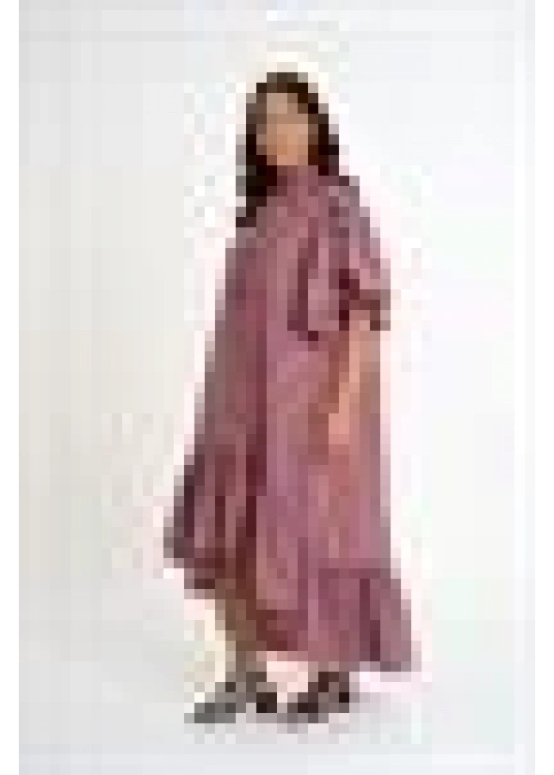 Striped Shirt Dress with Ruffled Sleeves | burgundy