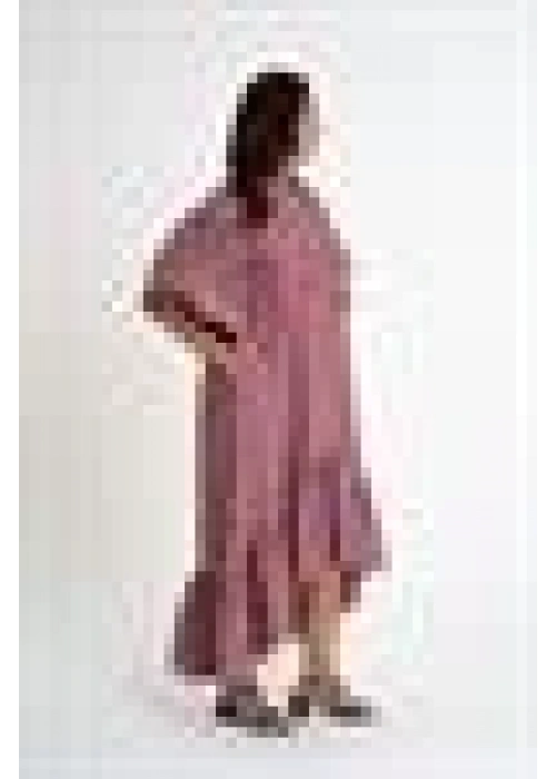 Striped Shirt Dress with Ruffled Sleeves | burgundy